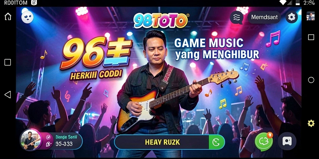 Screenshot dari gameplay <strong>98TOTO</strong> yang menunjukkan fitur karaoke dan tantangan musik.
