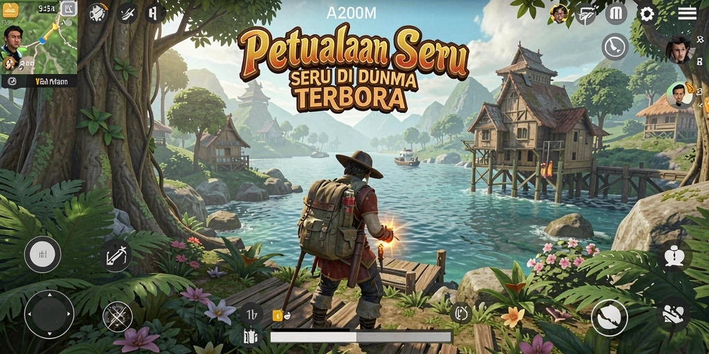 Tampilan gameplay A200M dengan eksplorasi dunia terbuka yang menarik.