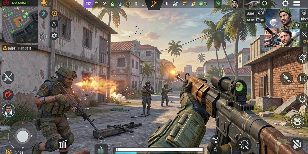 Screenshot menunjukkan aksi pertempuran intens dalam game ASKASINO.