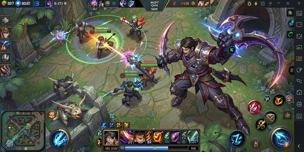 Screenshot gameplay seru dari BIG77 dalam aksi pertempuran MOBA.