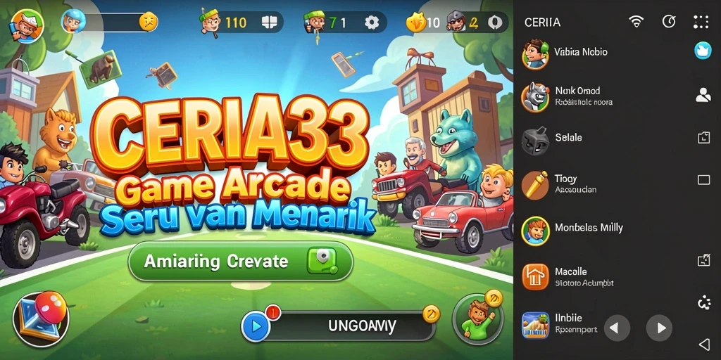 Tampilan gameplay CERIA33 yang penuh warna dan dinamis.