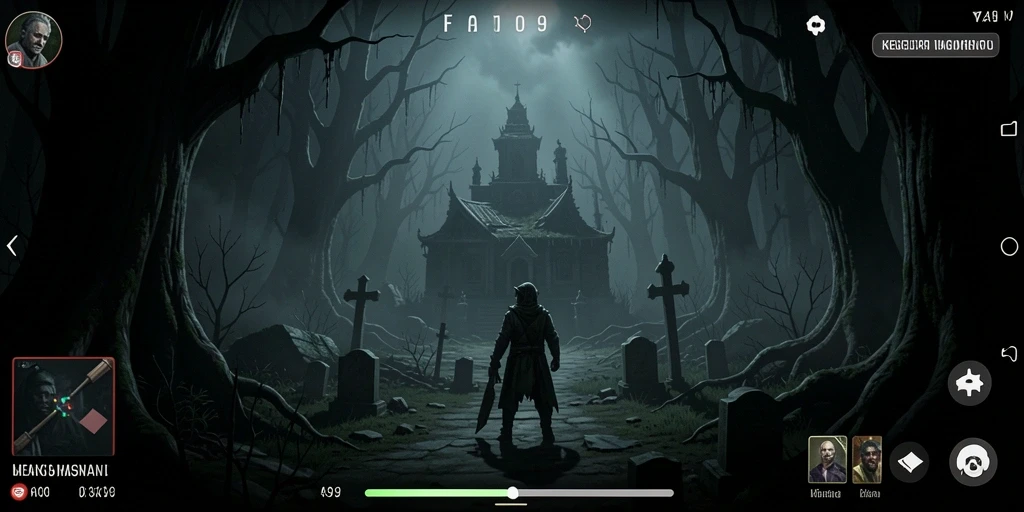 Tampilan gameplay menegangkan dari FA99 di dunia yang kelam.