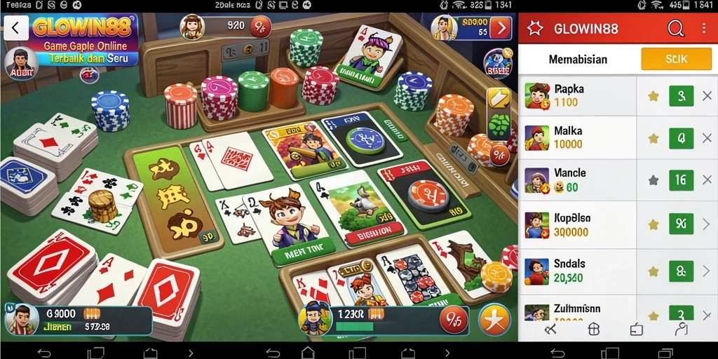 Tampilan screenshot GLOWIN88 yang menampilkan permainan Gaple yang seru.