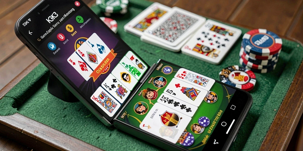 Screenshot gameplay K3K3 yang menunjukkan momen seru permainan Gaple.