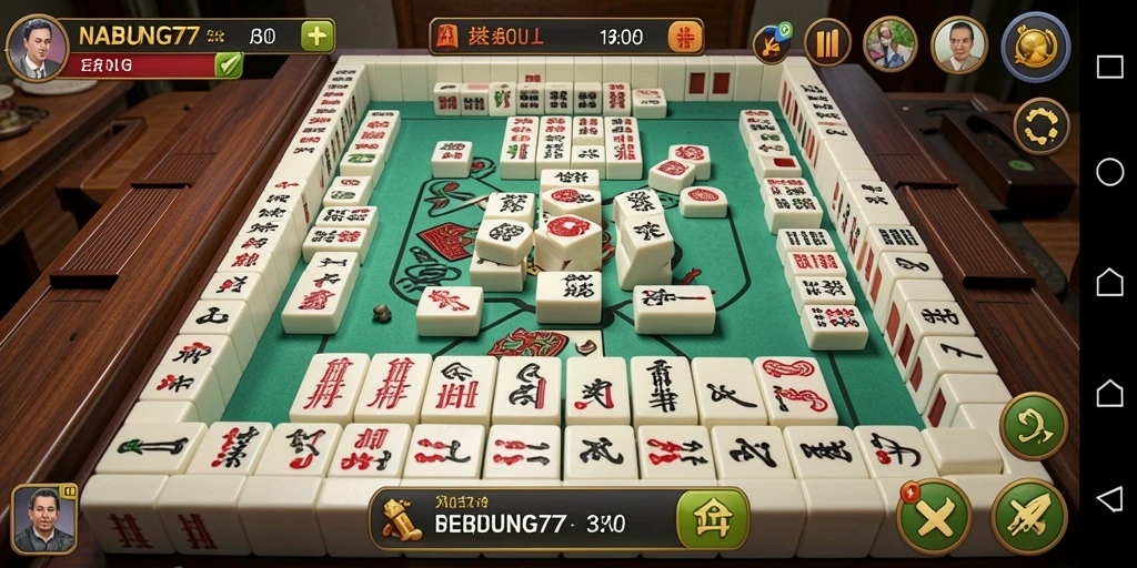 Tampilan gameplay NABUNG77 yang menarik dengan level Mahjong yang menantang.